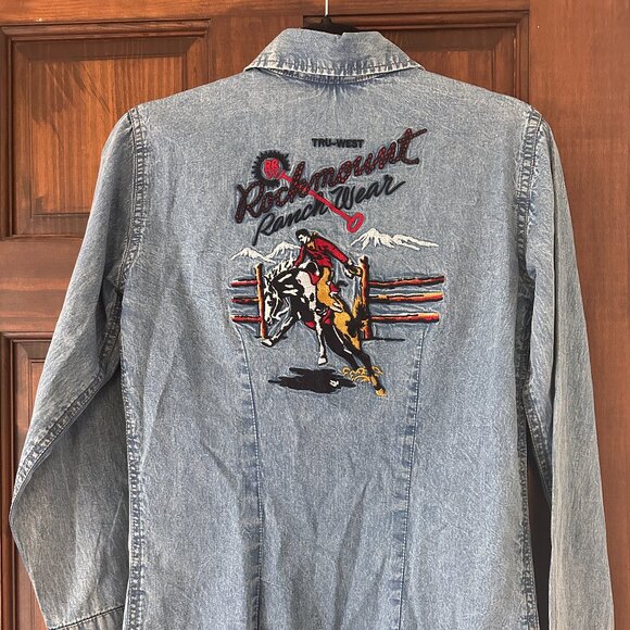 Rockmount Ranch Wear Bronc Vintage Embroidery Western Shirt in Denim - Picture 1 of 7